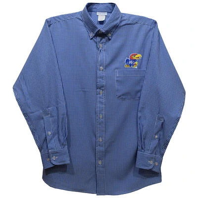 Infant Vive La Fete Royal Kansas Jayhawks Gingham Button-Down Long Sleeve Shirt
