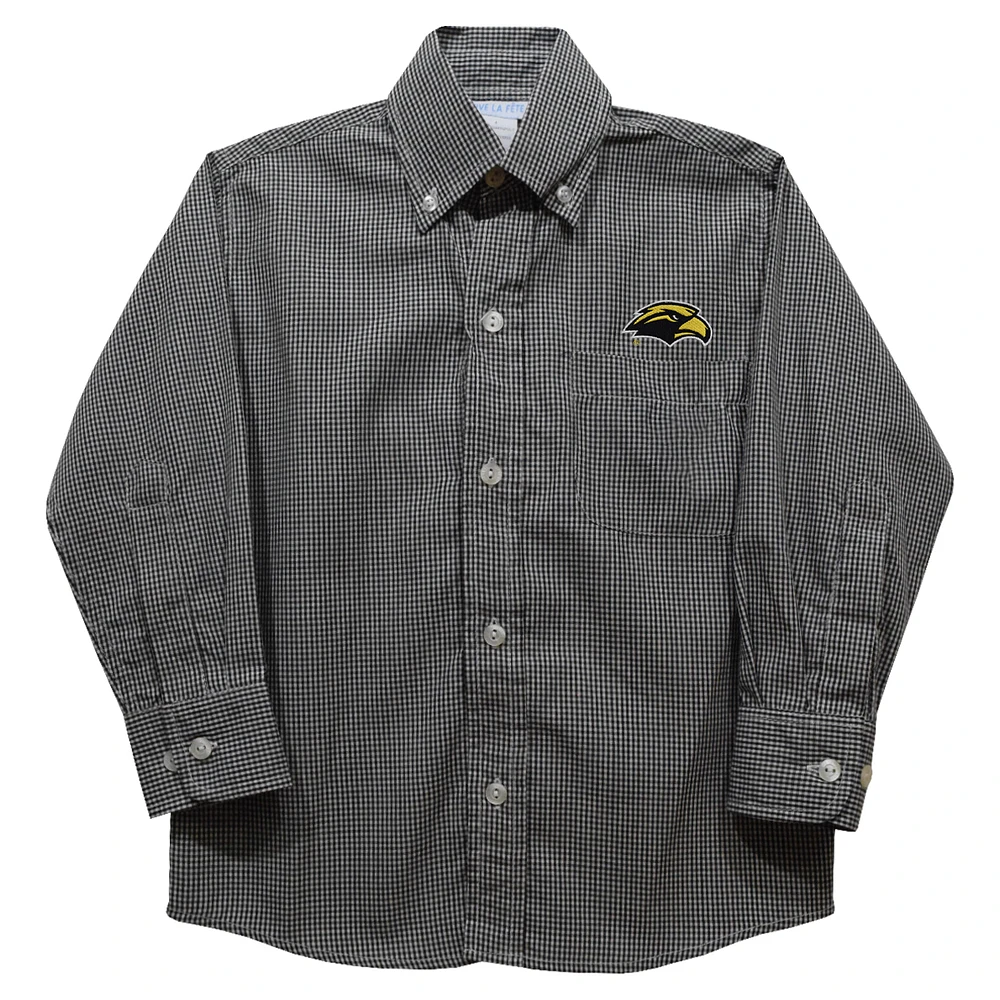Infant Vive La Fete Black Southern Miss Golden Eagles Gingham Button-Down Long Sleeve Shirt