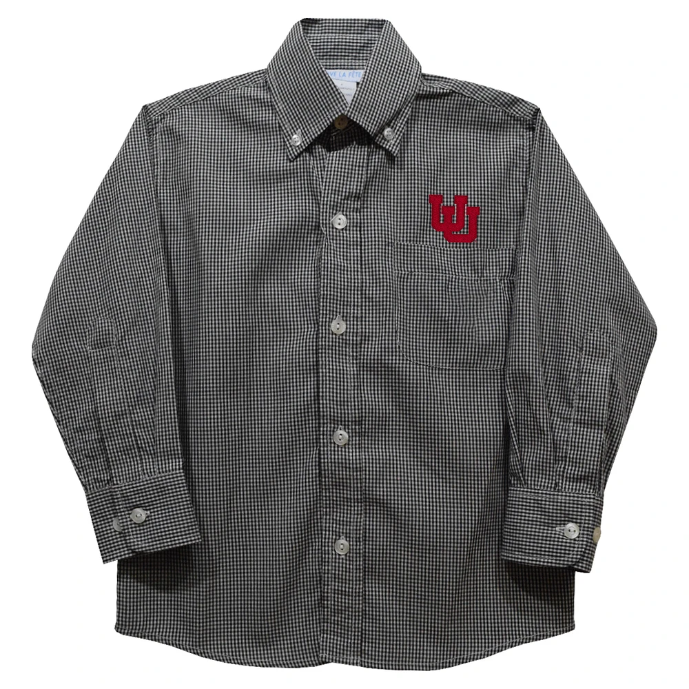 Infant Vive La Fete Utah Utes Gingham Button-Down Long Sleeve Shirt