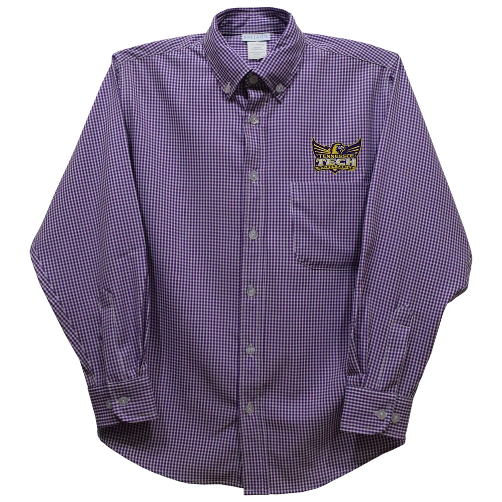 Infant Vive La Fete Purple Tennessee Tech Golden Eagles Gingham Button-Down Long Sleeve Shirt