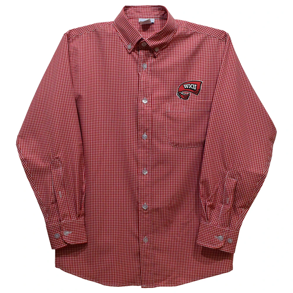 Infant Vive La Fete Red Western Kentucky Hilltoppers Gingham Button-Down Long Sleeve Shirt