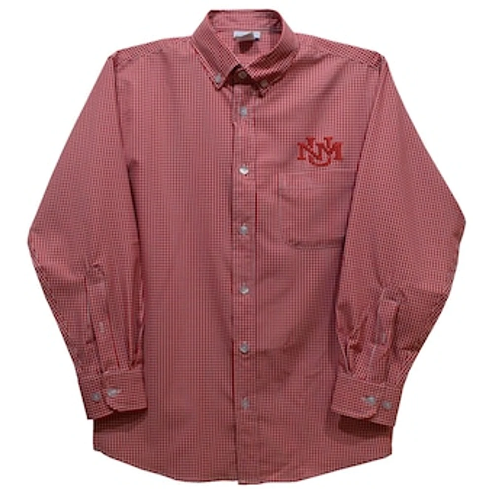 Infant Vive La Fete Cherry New Mexico Lobos Gingham Button-Down Long Sleeve Shirt