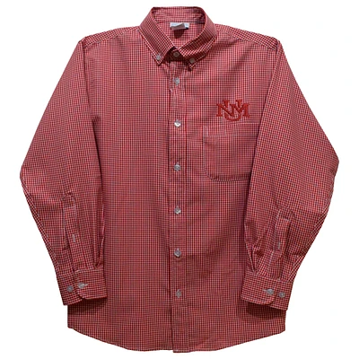 Infant Vive La Fete Cherry New Mexico Lobos Gingham Button-Down Long Sleeve Shirt