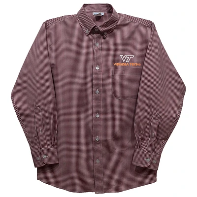 Infant Vive La Fete Maroon Virginia Tech Hokies Gingham Button-Down Long Sleeve Shirt