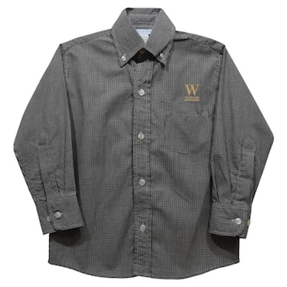 Infant Vive La Fete Black Wofford Terriers Gingham Button-Down Long Sleeve Shirt