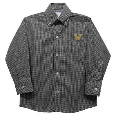Infant Vive La Fete Black Vanderbilt Commodores Gingham Button-Down Long Sleeve Shirt