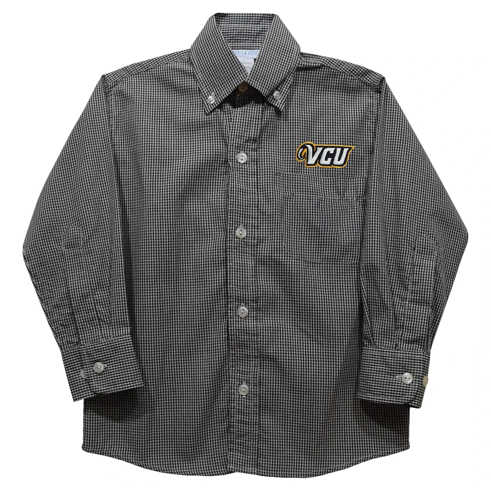 Infant Vive La Fete Black VCU Rams Gingham Button-Down Long Sleeve Shirt