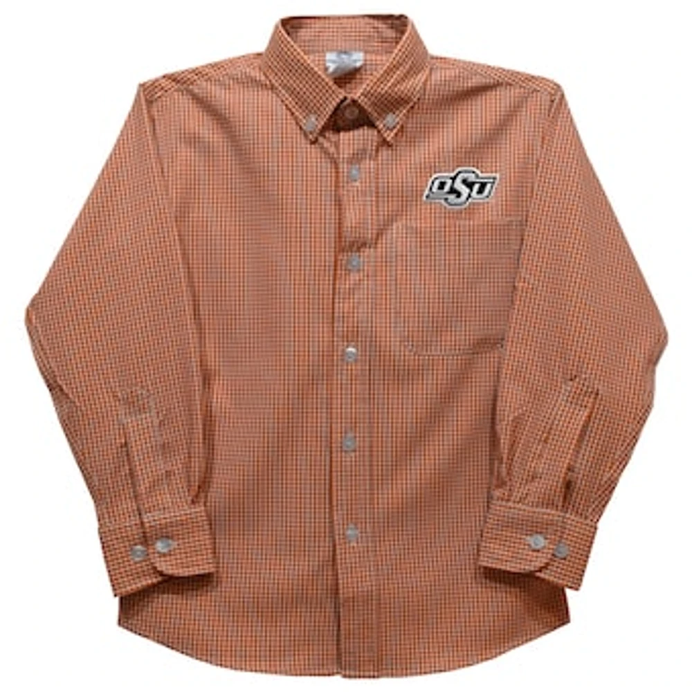 Toddler Vive La Fete Orange Oklahoma State Cowboys Gingham Button-Down Long Sleeve Shirt