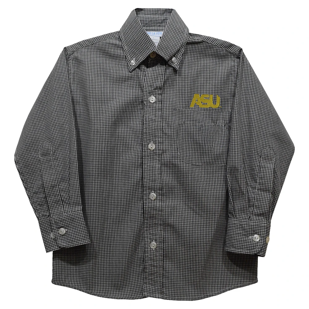 Toddler Vive La Fete Black Alabama State Hornets Gingham Button-Down Long Sleeve Shirt