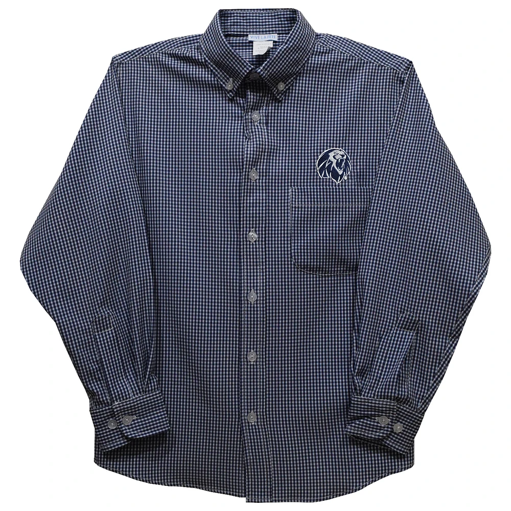 Toddler Vive La Fete Navy Arkansas Fort Smith Lions Gingham Button-Down Long Sleeve Shirt