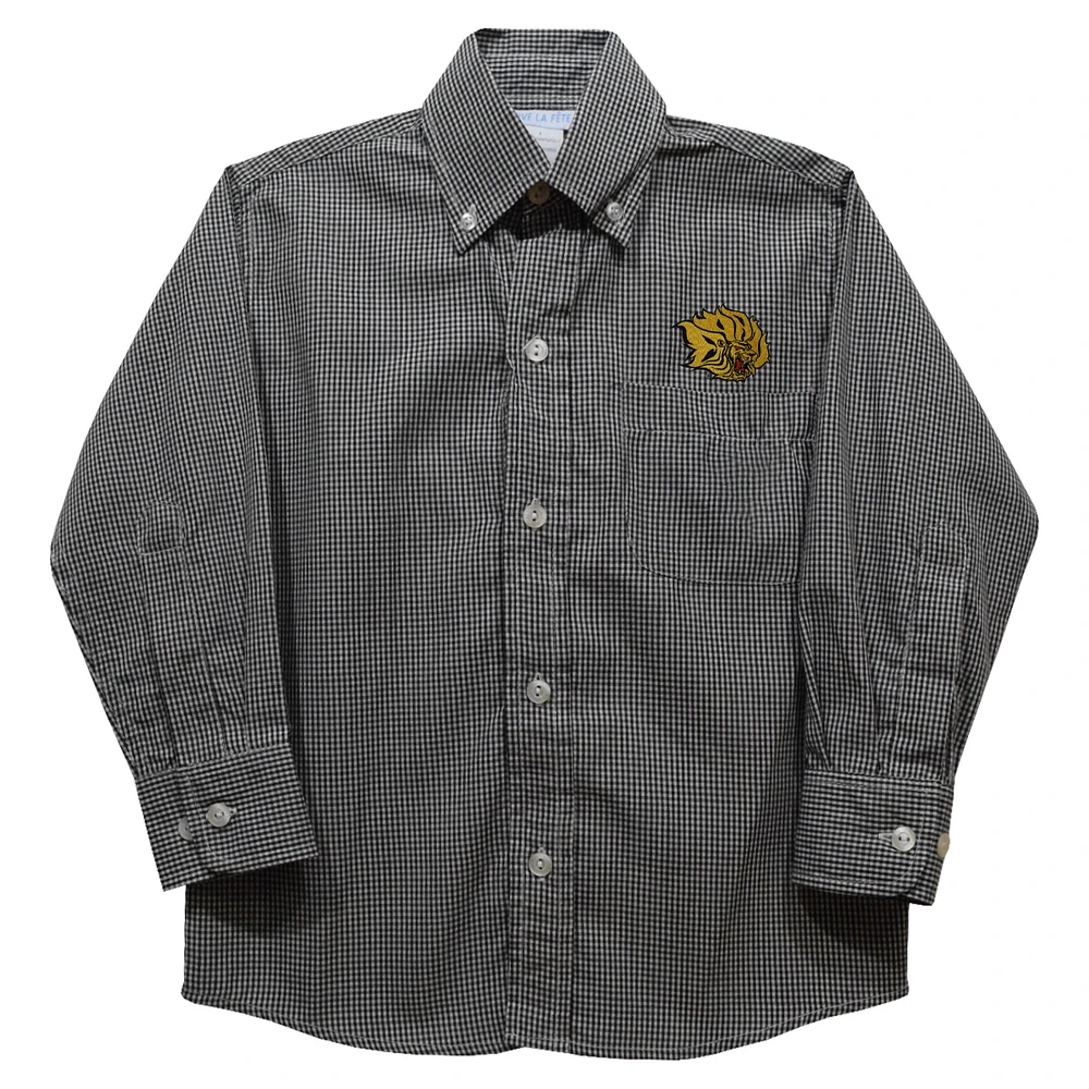 Toddler Vive La Fete Black Arkansas Pine Bluff Golden Lions Gingham Button-Down Long Sleeve Shirt