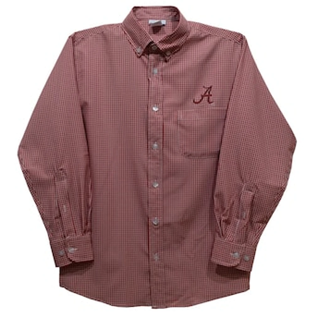 Toddler Vive La Fete Crimson Alabama Tide Gingham Button-Down Long Sleeve Shirt