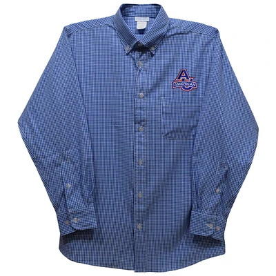 Toddler Vive La Fete Blue American University Eagles Gingham Button-Down Long Sleeve Shirt