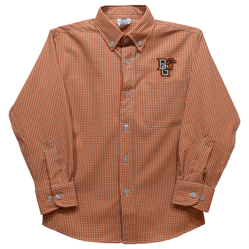 Toddler Vive La Fete Orange Bowling Green St. Falcons Gingham Button-Down Long Sleeve Shirt