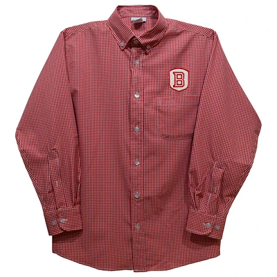 Toddler Vive La Fete Red Bradley Braves Gingham Button-Down Long Sleeve Shirt