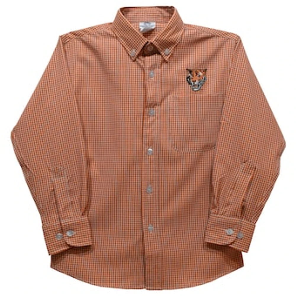 Toddler Vive La Fete Orange Buffalo State Bengals Gingham Button-Down Long Sleeve Shirt
