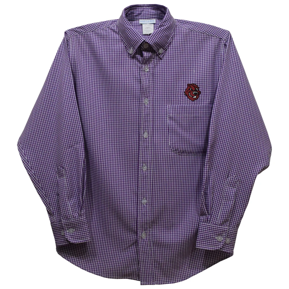 Toddler Vive La Fete Purple City College of New York Beavers Gingham Button-Down Long Sleeve Shirt