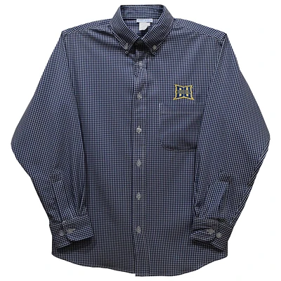 Toddler Vive La Fete Navy Drexel Dragons Gingham Button-Down Long Sleeve Shirt