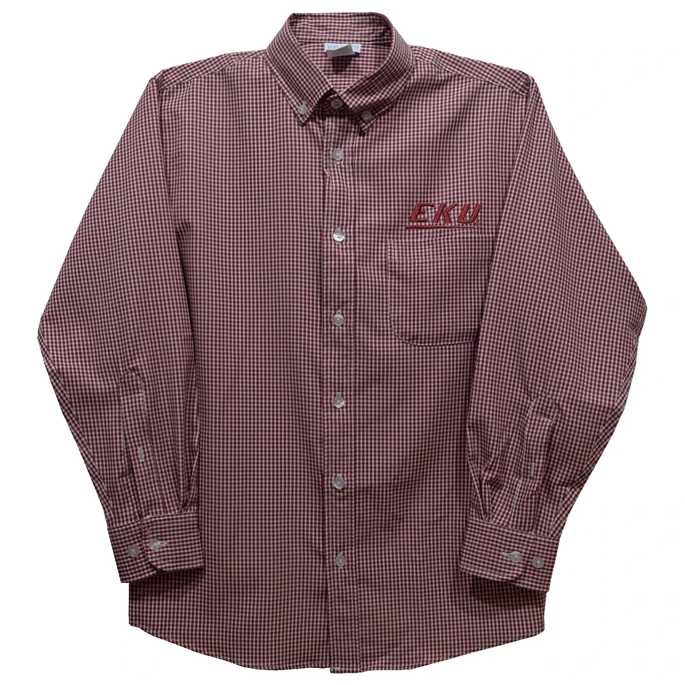 Toddler Vive La Fete Maroon Eastern Kentucky Colonels Gingham Button-Down Long Sleeve Shirt