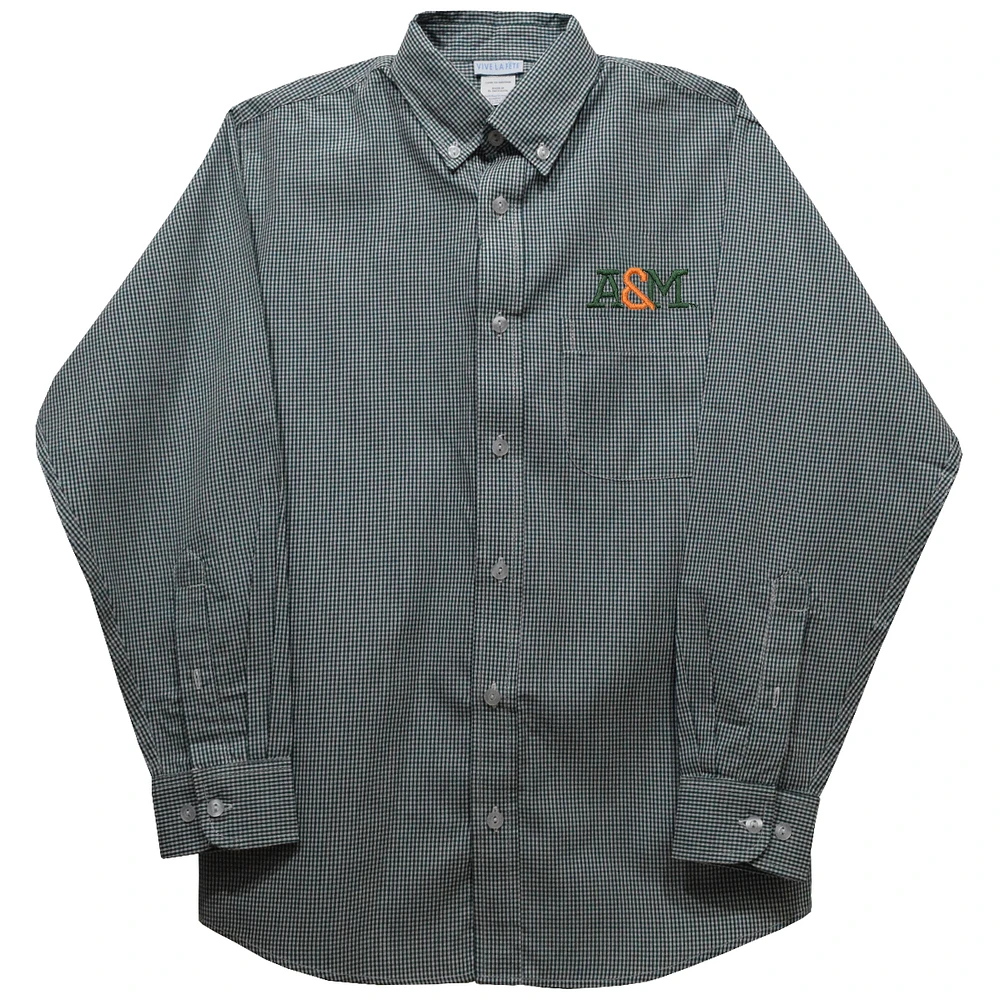 Toddler Vive La Fete Green Florida A&M Rattlers Gingham Button-Down Long Sleeve Shirt
