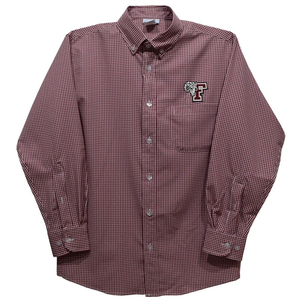 Toddler Vive La Fete Maroon Fordham Rams Gingham Button-Down Long Sleeve Shirt