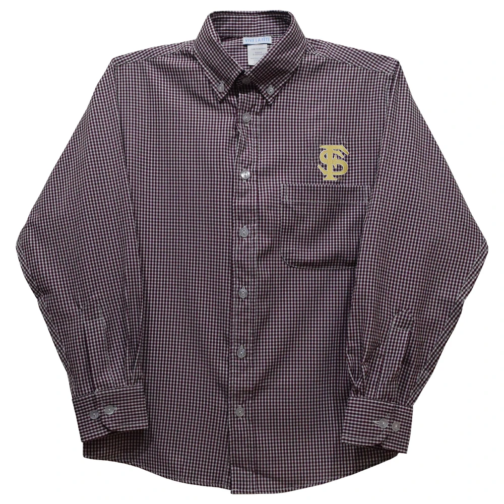Toddler Vive La Fete Garnet Florida State Seminoles Gingham Button-Down Long Sleeve Shirt