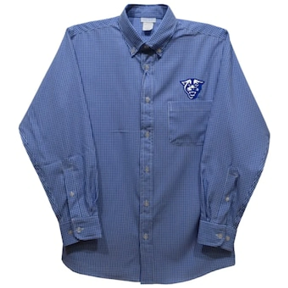 Toddler Vive La Fete Blue Georgia State Panthers Gingham Button-Down Long Sleeve Shirt