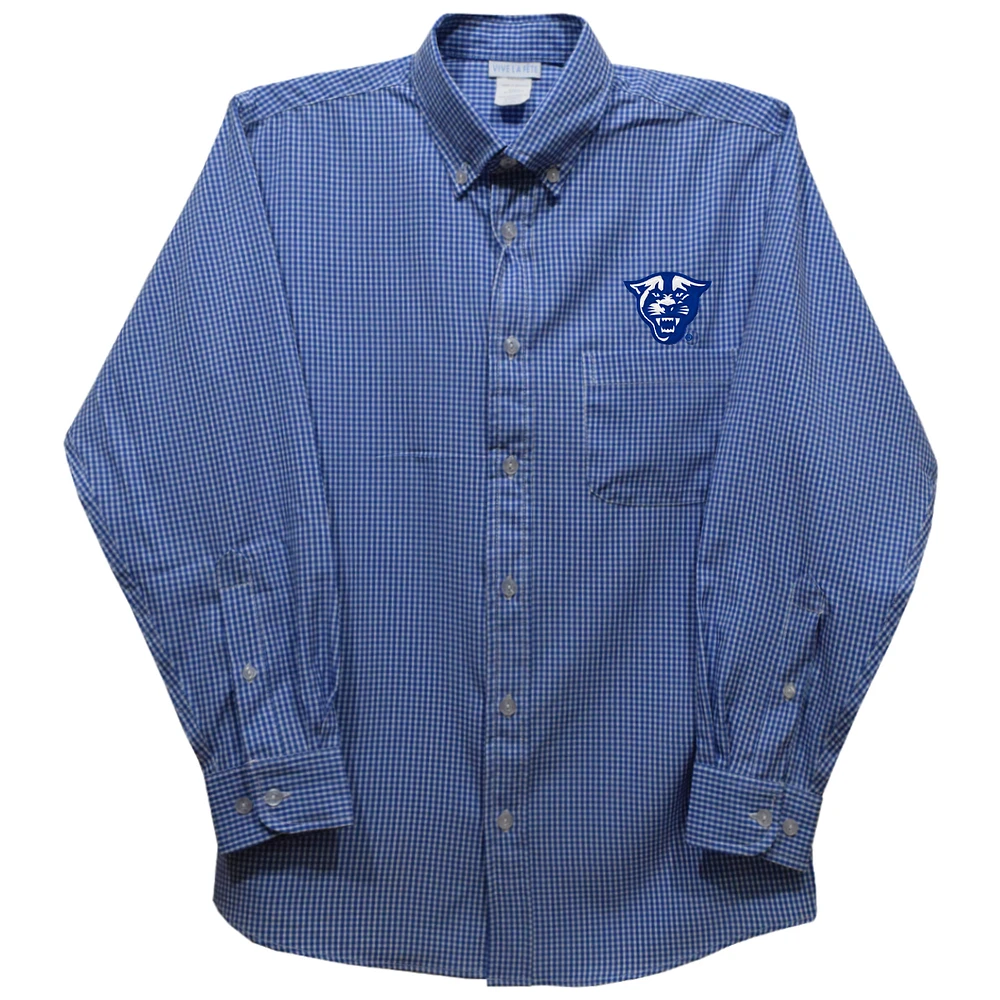 Toddler Vive La Fete Blue Georgia State Panthers Gingham Button-Down Long Sleeve Shirt