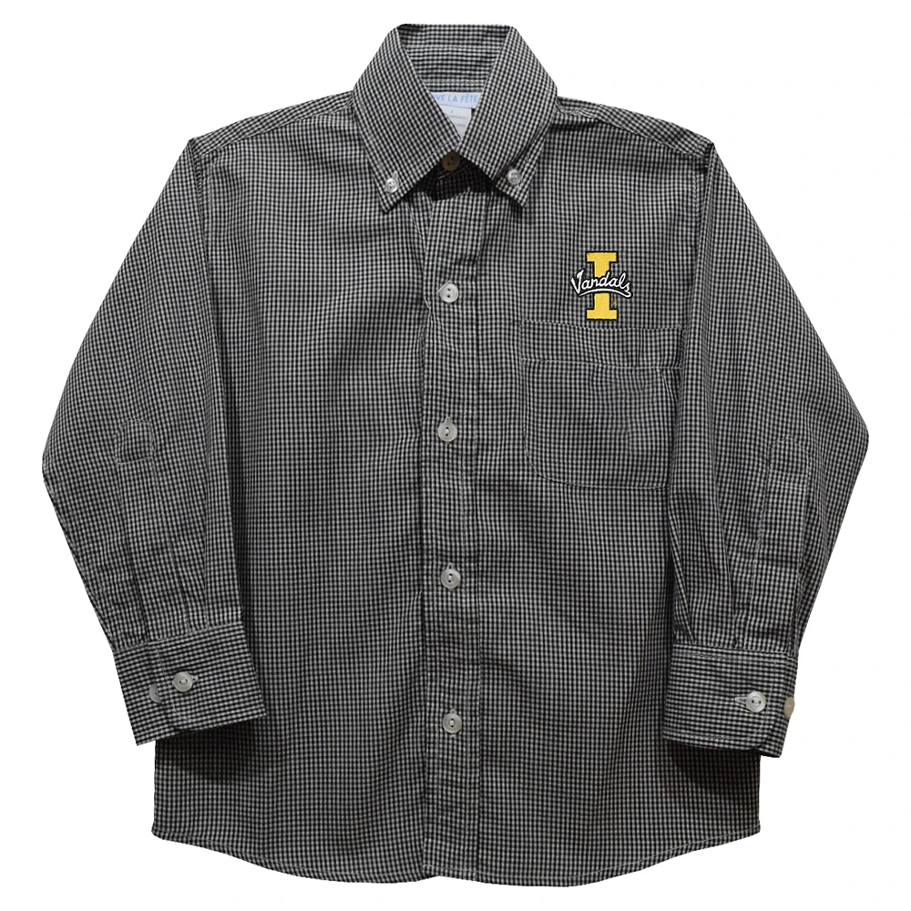 Toddler Vive La Fete Black Idaho Vandals Gingham Button-Down Long Sleeve Shirt