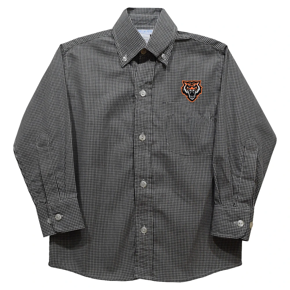 Toddler Vive La Fete Black Idaho State Bengals Gingham Button-Down Long Sleeve Shirt