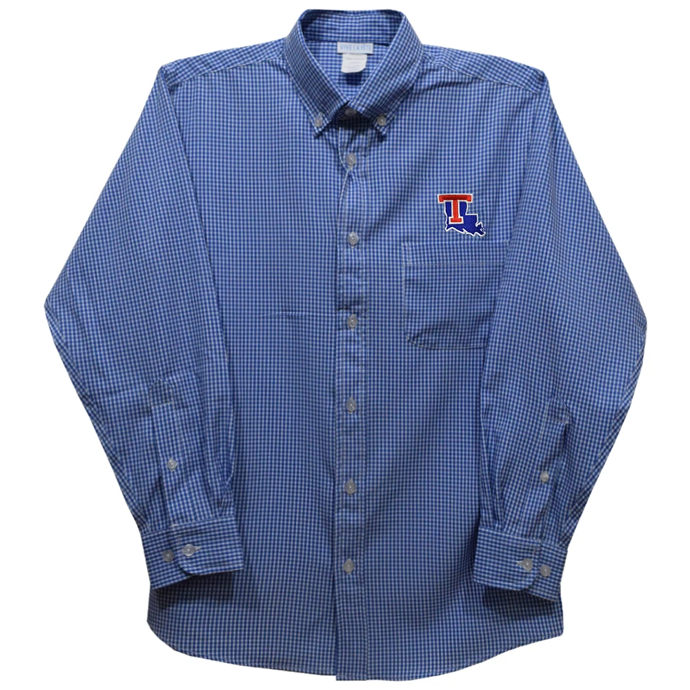 Toddler Vive La Fete Royal Louisiana Tech Bulldogs Gingham Button-Down Long Sleeve Shirt