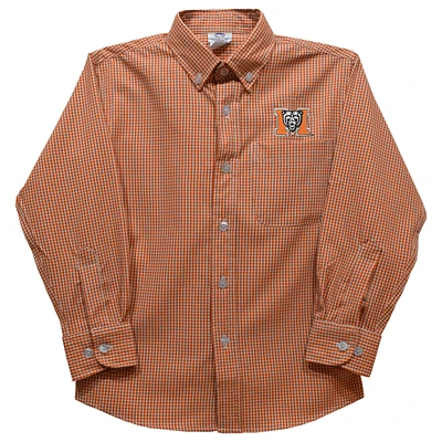 Toddler Vive La Fete Orange Mercer Bears Gingham Button-Down Long Sleeve Shirt