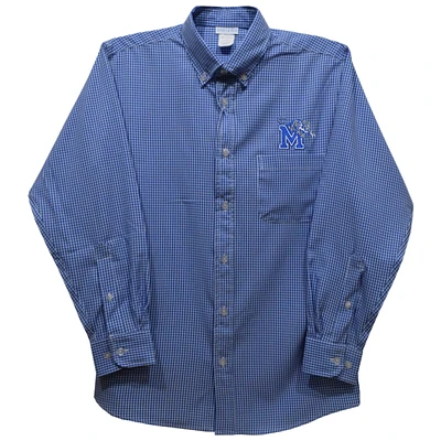 Toddler Vive La Fete Royal Memphis Tigers Gingham Button-Down Long Sleeve Shirt