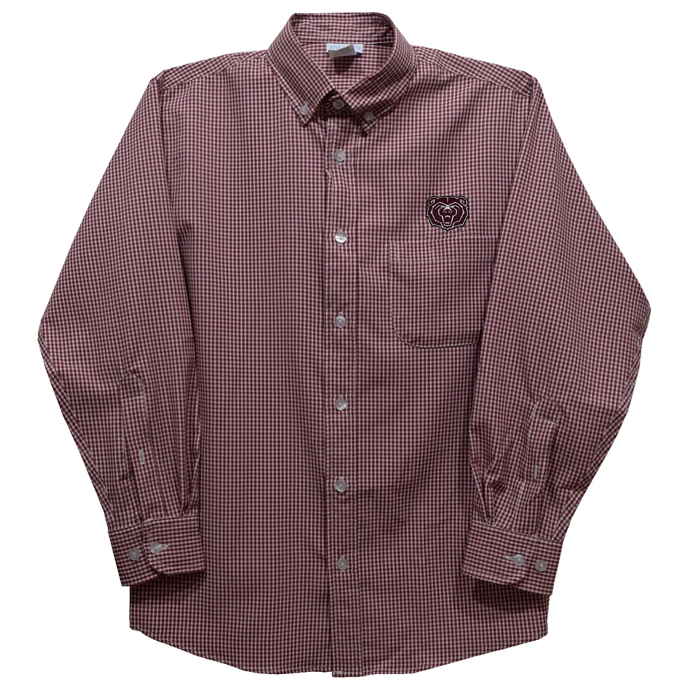 Toddler Vive La Fete Maroon Missouri State University Bears Gingham Button-Down Long Sleeve Shirt