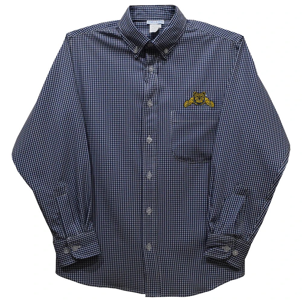 Toddler Vive La Fete Navy North Carolina A&T Aggies Gingham Button-Down Long Sleeve Shirt