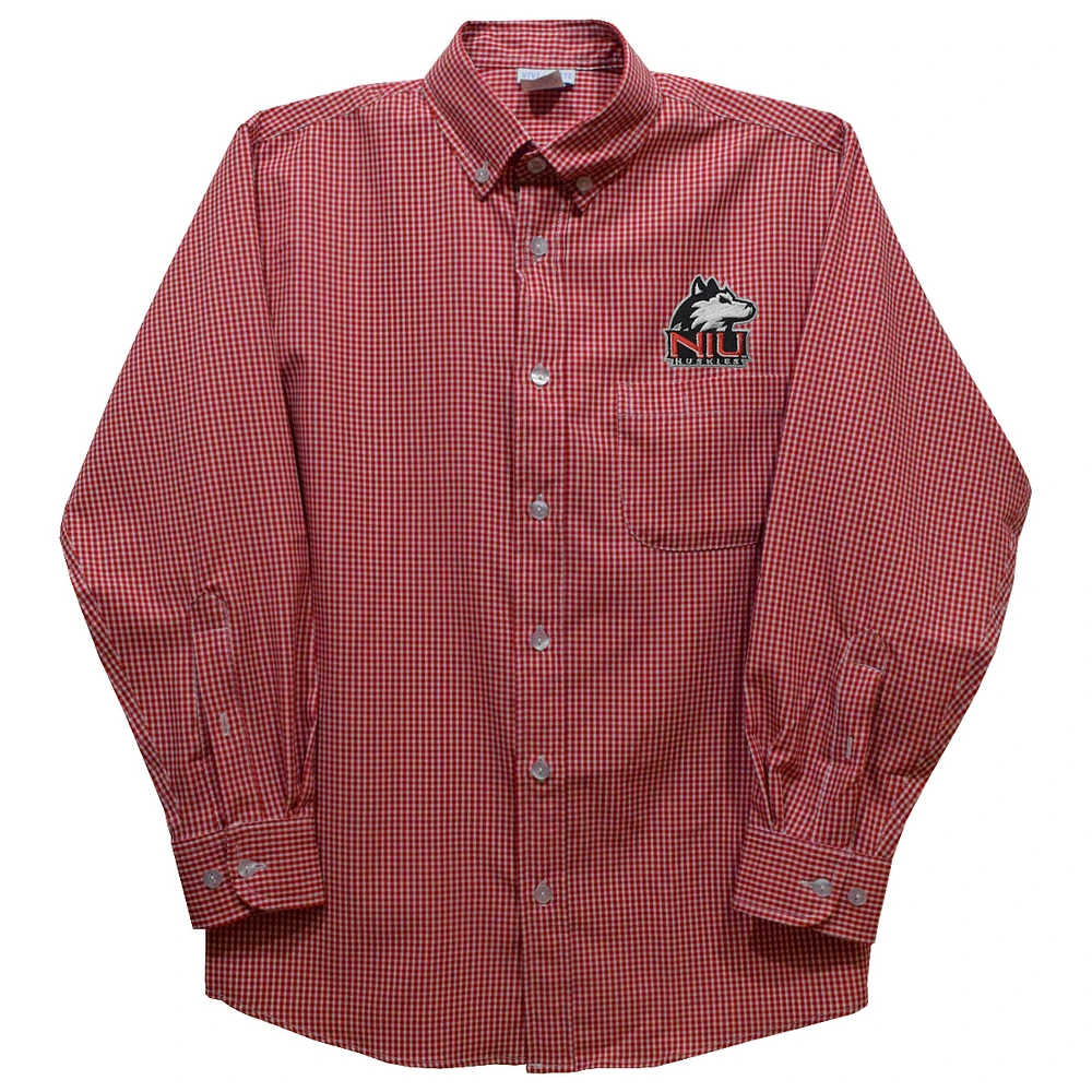 Toddler Vive La Fete Cardinal Northern Illinois Huskies Gingham Button-Down Long Sleeve Shirt