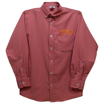 Toddler Vive La Fete Crimson Pittsburg State Gorillas Gingham Button-Down Long Sleeve Shirt