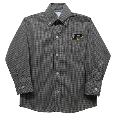 Toddler Vive La Fete Black Purdue Boilermakers Gingham Button-Down Long Sleeve Shirt