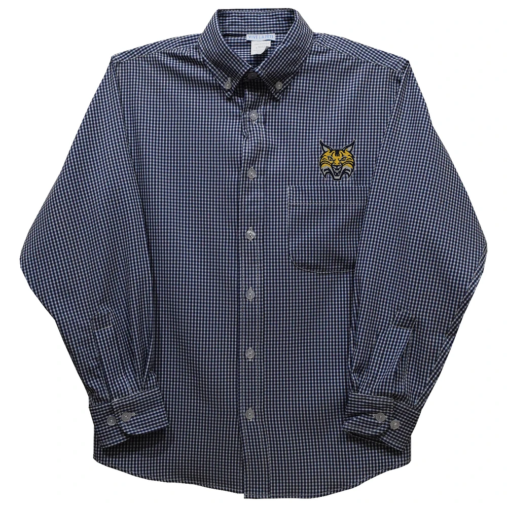 Toddler Vive La Fete Navy Quinnipiac Bobcats Gingham Button-Down Long Sleeve Shirt