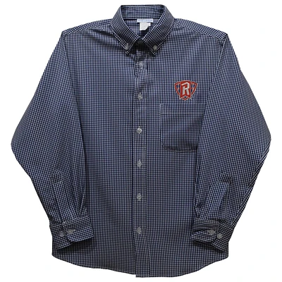 Toddler Vive La Fete Navy Radford Highlanders Gingham Button-Down Long Sleeve Shirt