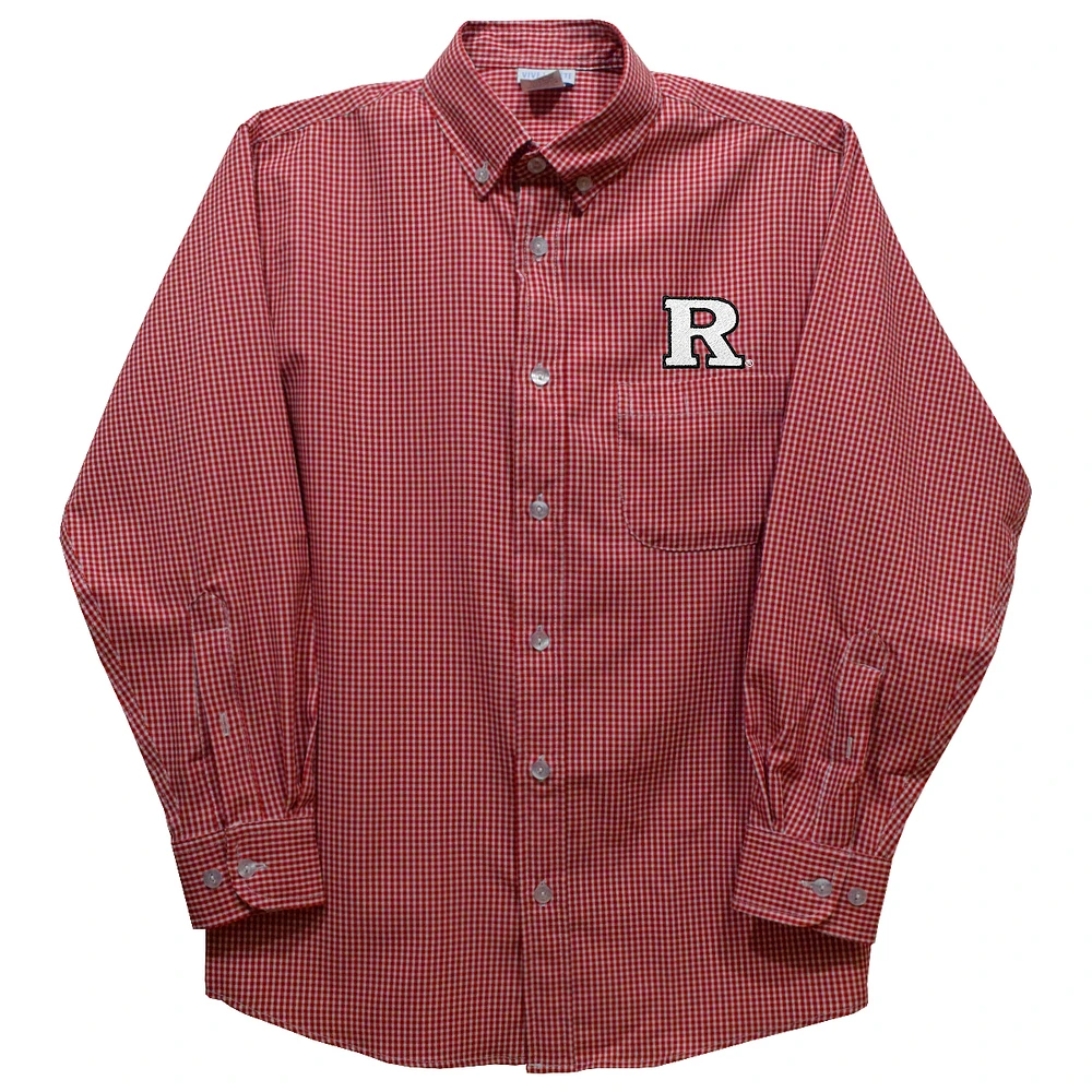 Toddler Vive La Fete Scarlet Rutgers Knights Gingham Button-Down Long Sleeve Shirt