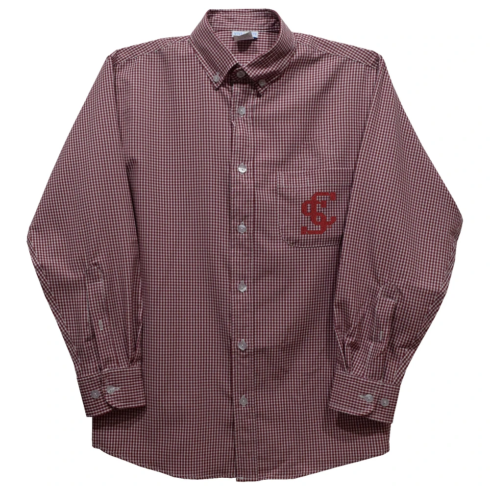 Toddler Vive La Fete Maroon Santa Clara Broncos Gingham Button-Down Long Sleeve Shirt