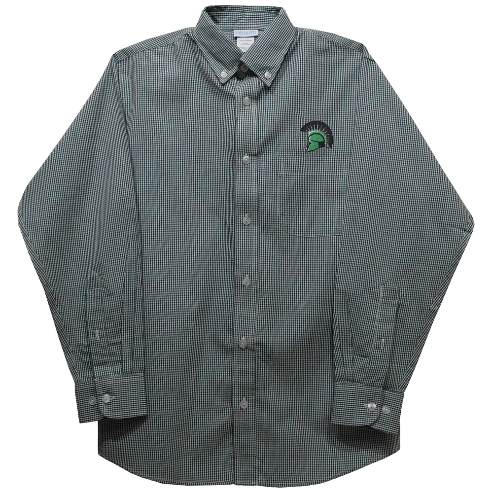 Toddler Vive La Fete Green USC Upstate Spartans Gingham Button-Down Long Sleeve Shirt