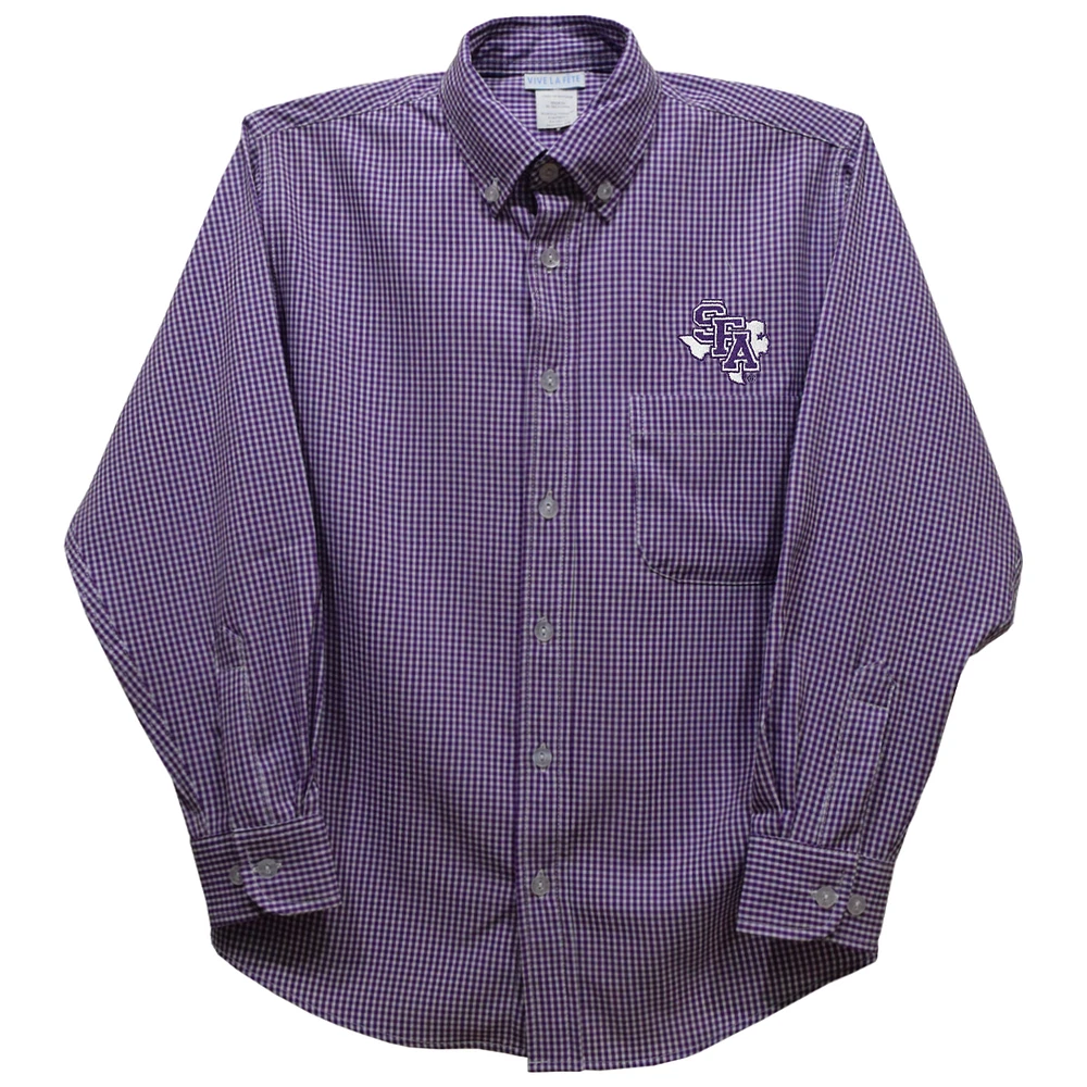 Toddler Vive La Fete Purple Stephen F Austin Lumberjacks Gingham Button-Down Long Sleeve Shirt