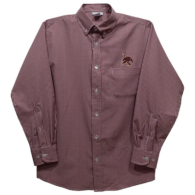 Toddler Vive La Fete Maroon Texas State Bobcats Gingham Button-Down Long Sleeve Shirt