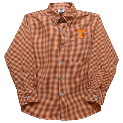 Toddler Vive La Fete Tennessee Orange Volunteers Gingham Button-Down Long Sleeve Shirt