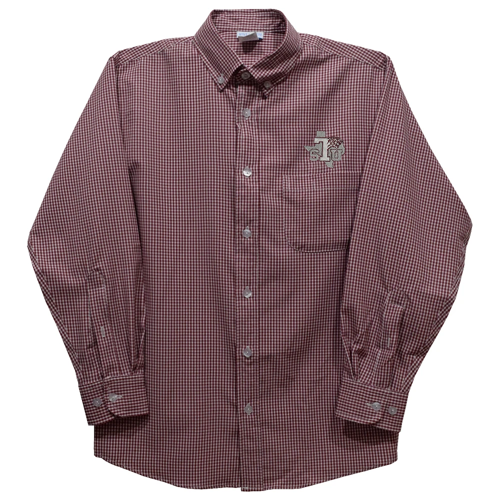 Toddler Vive La Fete Maroon Texas Southern Tigers Gingham Button-Down Long Sleeve Shirt