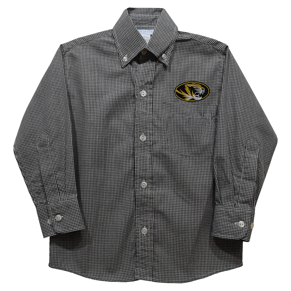 Toddler Vive La Fete Black Missouri Tigers Gingham Button-Down Long Sleeve Shirt