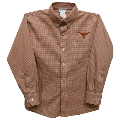Toddler Vive La Fete Texas Orange Longhorns Gingham Button-Down Long Sleeve Shirt