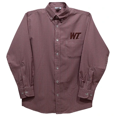 Toddler Vive La Fete Maroon West Texas A&M Buffaloes Gingham Button-Down Long Sleeve Shirt